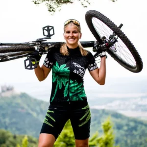 Killertaler Damen Radtrikot Palm Tree schwarz-anthrazit-grün — cooles Design, handgefertigt in Burladingen