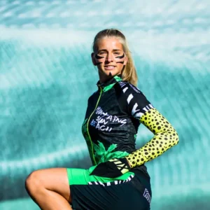 Killertaler Damen Radtrikot Palm Tree schwarz-grün, kurzarm — modisches Design, handgefertigt in Burladingen