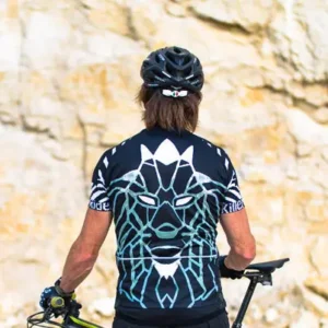 Killertaler Herren Radtrikot Leon schwarz-weiß-schilf, Rückseite — cooles Design, handgefertigt in Burladingen
