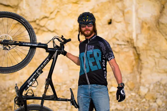 Killertaler Herren Radtrikot "Rider" — schwarz/blau/weiß – Bild 2