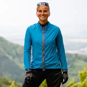 Killertaler Damen Fahrrad Windjacke "Mount Ibu" türkis — für Mountainbike, Rennrad und Tour, handgefertigt in Burladingen