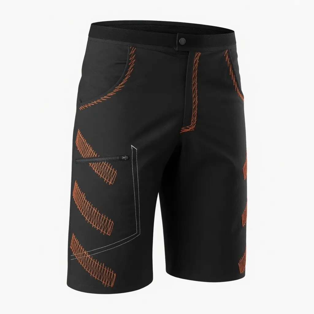 Killertaler Herren Baggy Shorts Jedi2 schwarz/orange — lässig, cool, bequem. Mit zwei EIngriffstaschen und einer Reißverschlusstasche
